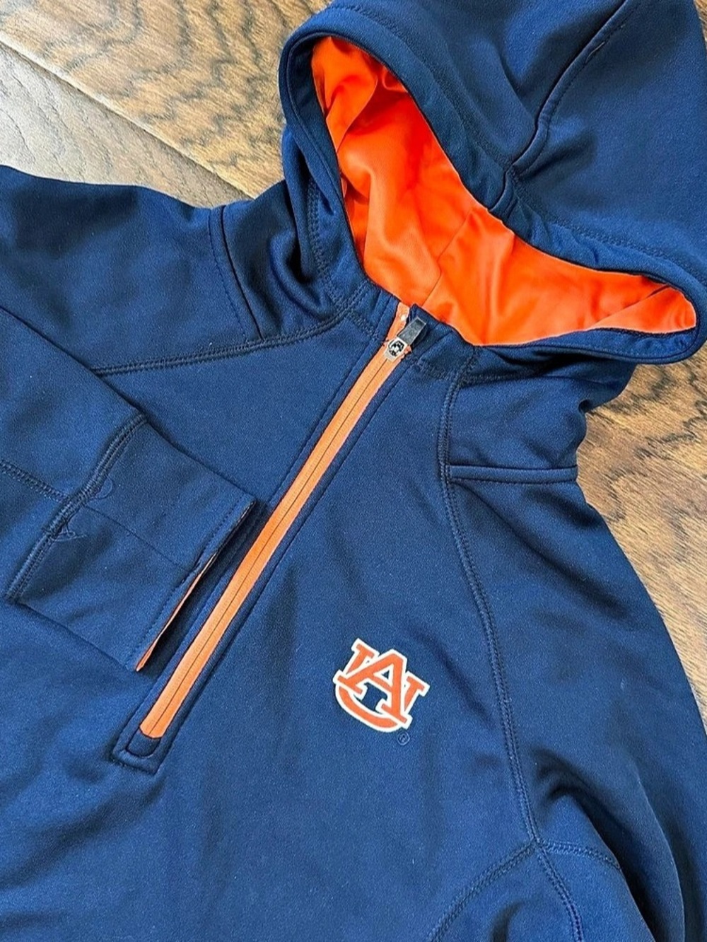 Auburn Tigers Womenโs 1/4 Zip Hoodie Pullover Colosseum Navy Large War Eagle AU